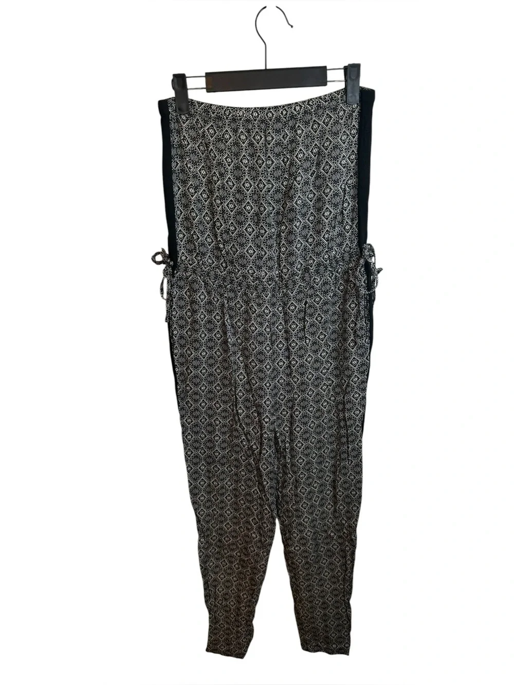 Forever 21 Black and White Boho Patterned Strapless Jumpsuit